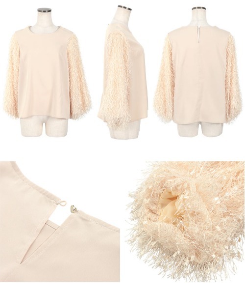 KOBE LETTUCE(コウベレタス)の「フェザースリーブブラウストップス(シャツ/ブラウス・レディース・オフホワイト/ブラック/ベージュ・M)」の9枚目の写真