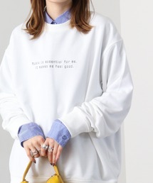 SUGGESTION エモ系グラフィックPT裏毛トレーナー