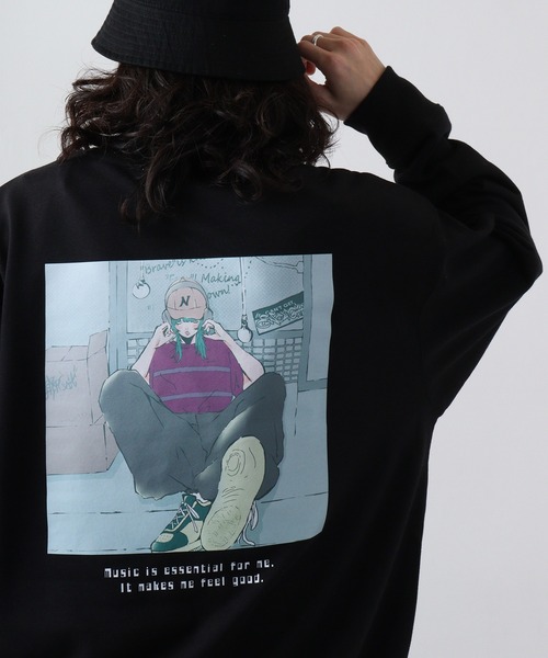 SUGGESTION(サジェッション)の「SUGGESTION エモ系グラフィックPT裏毛トレーナー(スウェット・メンズ・ピンク/ブラック/オフホワイト・L/M)」の2枚目の写真