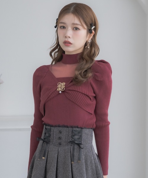 【couture BY ROJITA】シアーデコルテツイストリボンニット 新色追加】シアーデコルテツイストリボンニット（ニット