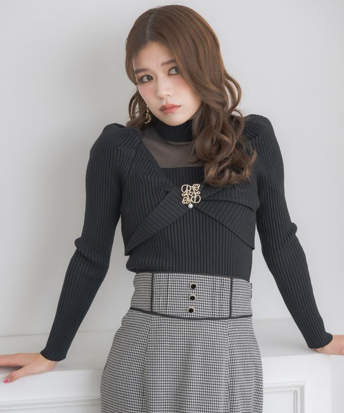 新色追加】シアーデコルテツイストリボンニット（ニット/セーター