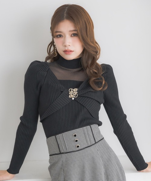 couture BY ROJITA シアーデコルテツイストリボンニット 新色追加】シアーデコルテツイストリボンニット（ニット