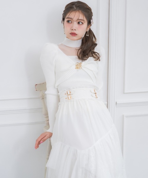 couture BY ROJITA シアーデコルテツイストリボンニット 新色追加】シアーデコルテツイストリボンニット（ニット