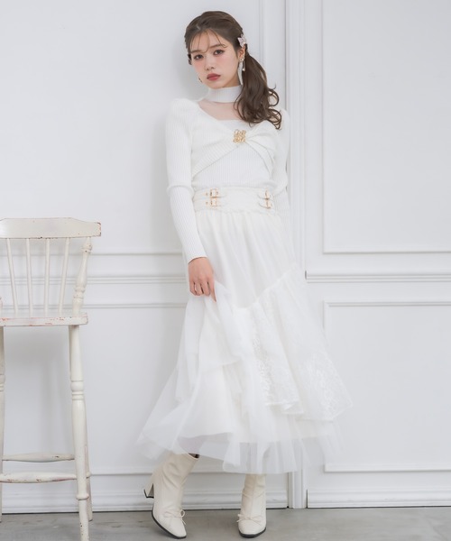 couture BY ROJITA(クチュールバイロジータ)の「【新色追加】シアーデコルテツイストリボンニット(ニット/セーター・レディース・ブラック/ホワイト/ピンクベージュ/グレー/ボルドー/ピンク系その他・FREE)」の8枚目の写真