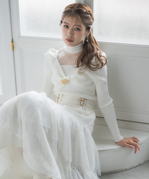 couture BY ROJITA(クチュールバイロジータ)の「【新色追加】シアーデコルテツイストリボンニット(ニット/セーター・レディース・ブラック/ホワイト/ピンクベージュ/グレー/ボルドー/ピンク系その他・FREE)」の12枚目の写真