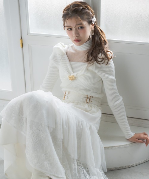 couture BY ROJITA(クチュールバイロジータ)の「【新色追加】シアーデコルテツイストリボンニット(ニット/セーター・レディース・ブラック/ホワイト/ピンクベージュ/グレー/ボルドー/ピンク系その他・FREE)」の13枚目の写真