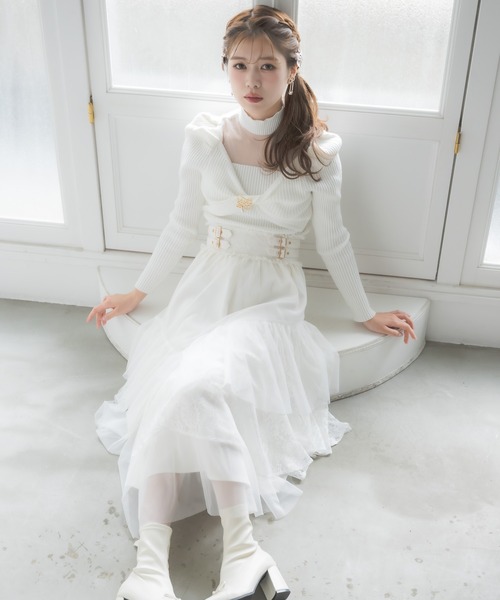 couture BY ROJITA(クチュールバイロジータ)の「【新色追加】シアーデコルテツイストリボンニット(ニット/セーター・レディース・ブラック/ホワイト/ピンクベージュ/グレー/ボルドー/ピンク系その他・FREE)」の14枚目の写真
