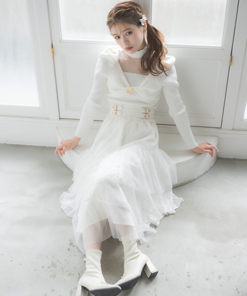couture BY ROJITA(クチュールバイロジータ)の「【新色追加】シアーデコルテツイストリボンニット(ニット/セーター・レディース・ブラック/ホワイト/ピンクベージュ/グレー/ボルドー/ピンク系その他・FREE)」の15枚目の写真