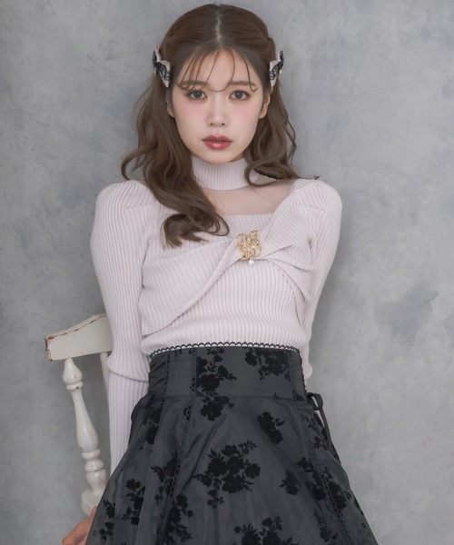 couture BY ROJITA シアーデコルテツイストリボンニット 新色追加】シアーデコルテツイストリボンニット（ニット