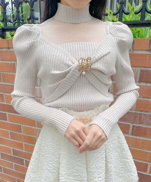 【couture BY ROJITA】シアーデコルテツイストリボンニット シアーデコルテツイストリボンニット | Rlab store