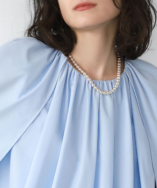 ELFRANK(エルフランク)の「2WAY裾バルーンケープブラウス(シャツ/ブラウス・レディース・ブラック/ブルー/オフホワイト・FREE)」の11枚目の写真