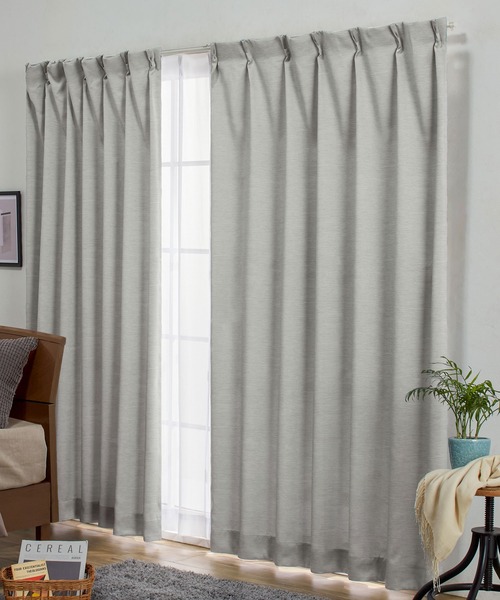 3級遮光】カーテン＆レース4枚組（同色タッセル付） / ヘリンボーン