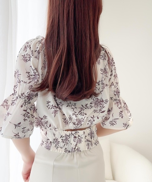 mily bilet(ミウィビレット)の「【mily bilet】着るだけで気分華やぐ♪花柄キャンディースリーブブラウス(シャツ/ブラウス・レディース・ピンク/アイボリー/ブラック・MEDIUM/SMALL/LARGE/X-LARGE)」の14枚目の写真