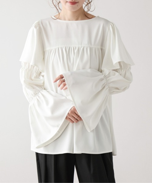 Lajour(ラジュール)の「前後2wayフリルブラウス(シャツ/ブラウス・レディース・ホワイト/ベージュ/ブラック・フリー)」の2枚目の写真