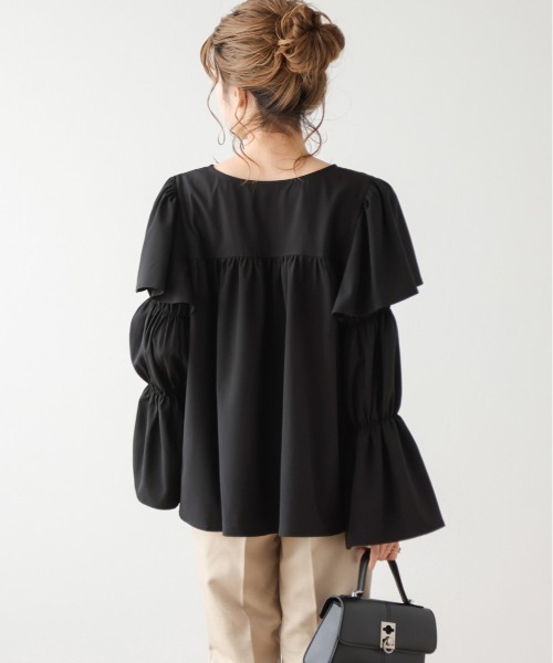 Lajour(ラジュール)の「前後2wayフリルブラウス(シャツ/ブラウス・レディース・ホワイト/ベージュ/ブラック・フリー)」の6枚目の写真