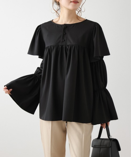 Lajour(ラジュール)の「前後2wayフリルブラウス(シャツ/ブラウス・レディース・ホワイト/ベージュ/ブラック・フリー)」の4枚目の写真