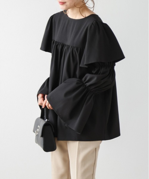 Lajour(ラジュール)の「前後2wayフリルブラウス(シャツ/ブラウス・レディース・ホワイト/ベージュ/ブラック・フリー)」の5枚目の写真
