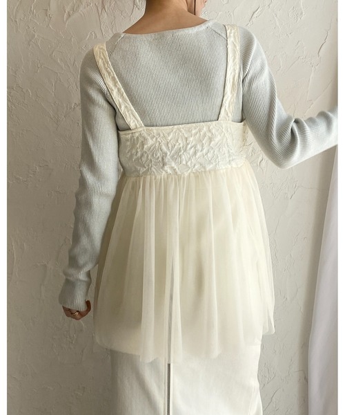 She's Closet(シーズクローゼット)の「ダブルジップアップチュールドッキングふくれジャガードペプラムビスチェキャミソール(ベスト・レディース・アイボリー/グレー/ブラック・FREE)」の19枚目の写真