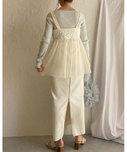 She's Closet(シーズクローゼット)の「ダブルジップアップチュールドッキングふくれジャガードペプラムビスチェキャミソール(ベスト・レディース・アイボリー/グレー/ブラック・FREE)」の21枚目の写真
