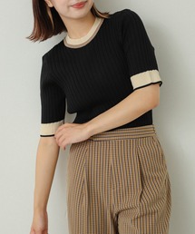 SENSE OF PLACE by URBAN RESEARCH | バイカラーコンパクトセーター(5分袖)(ニット/セーター)