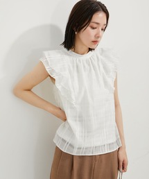 VIS（ビス）の「【夏トップス総選挙/お気に入り登録No.2】シアーチェックフリルブラウス（シャツ/ブラウス）」