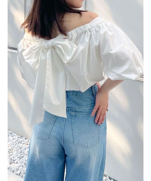 MERCURYDUO（マーキュリーデュオ）の「バックリボンボリュームバルーンブラウス（シャツ/ブラウス・レディース・ブラック/グリーン/オフホワイト・FREE）」の13枚目の写真