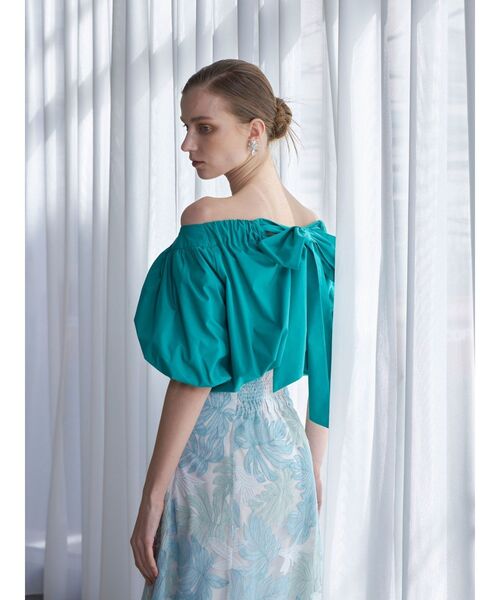 MERCURYDUO（マーキュリーデュオ）の「バックリボンボリュームバルーンブラウス（シャツ/ブラウス・レディース・ブラック/グリーン/オフホワイト・FREE）」の15枚目の写真