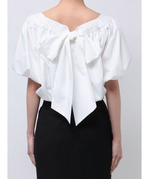 MERCURYDUO（マーキュリーデュオ）の「バックリボンボリュームバルーンブラウス（シャツ/ブラウス・レディース・ブラック/グリーン/オフホワイト・FREE）」の7枚目の写真