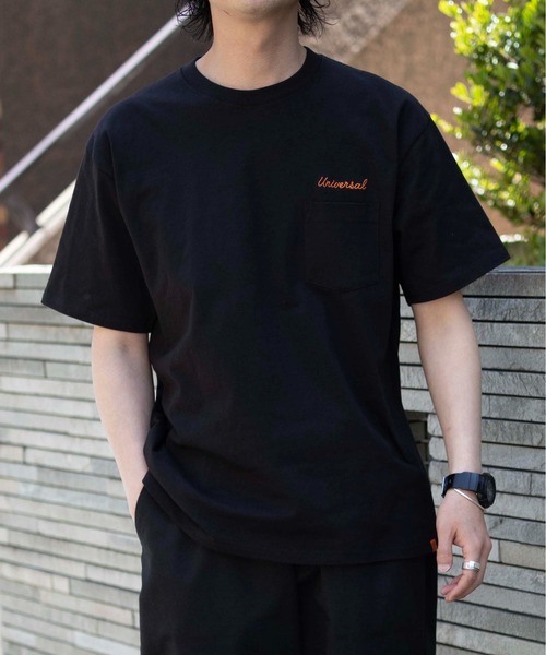 UNIVERSAL OVERALL(ユニバーサルオーバーオール)の「刺しゅうTシャツ / UNIV EMBROIDERY PK T(Tシャツ/カットソー・メンズ・クリーム/ブラック/ホワイト・M/XL/L)」の10枚目の写真