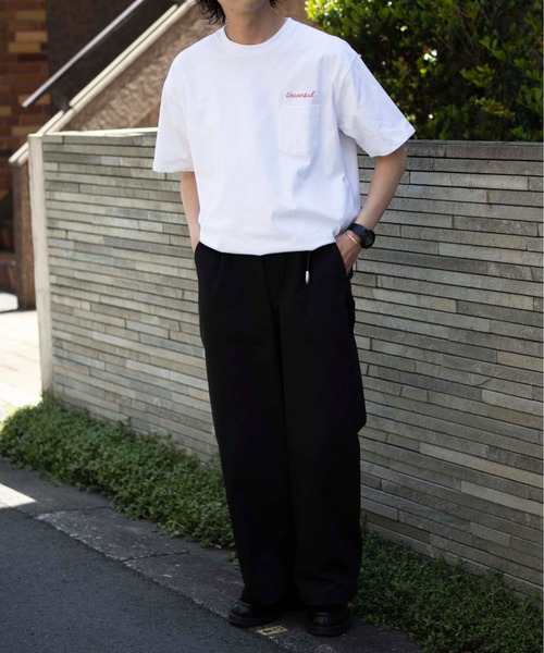 UNIVERSAL OVERALL(ユニバーサルオーバーオール)の「刺しゅうTシャツ / UNIV EMBROIDERY PK T(Tシャツ/カットソー・メンズ・クリーム/ブラック/ホワイト・M/XL/L)」の22枚目の写真