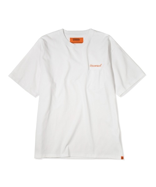 UNIVERSAL OVERALL(ユニバーサルオーバーオール)の「刺しゅうTシャツ / UNIV EMBROIDERY PK T(Tシャツ/カットソー・メンズ・クリーム/ブラック/ホワイト・M/XL/L)」の4枚目の写真