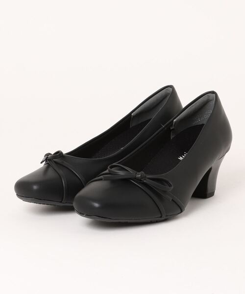 MAGICAL STEPS (マジカルステップス)の「《MAGICAL STEPS》MS5.5cmスクエアリボン(パンプス・レディース・ブラック・25.5cm/22.0cm/22.5cm/23.0cm/23.5cm/24.0cm/24.5cm/25.0cm)」の1枚目の写真
