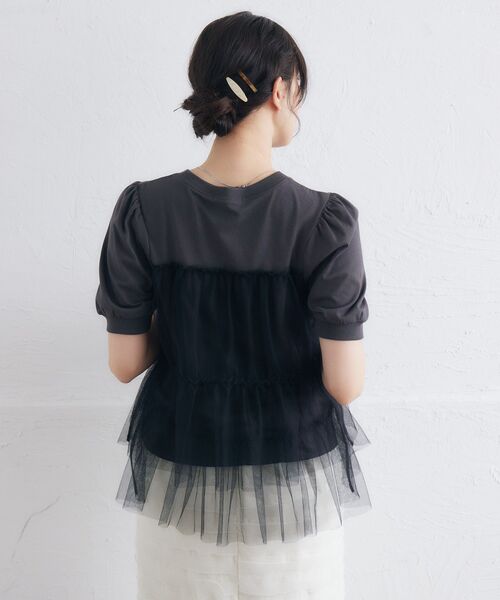 RETRO GIRL(レトロガール)の「チュールドッキングTEE(Tシャツ/カットソー・レディース・ライトオレンジ系/オフホワイト/チャコールグレー・FREE)」の19枚目の写真