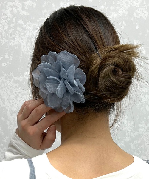 お花バレッタ 水引バレッタ お花いっぱい ベージュ 【結婚式 和装