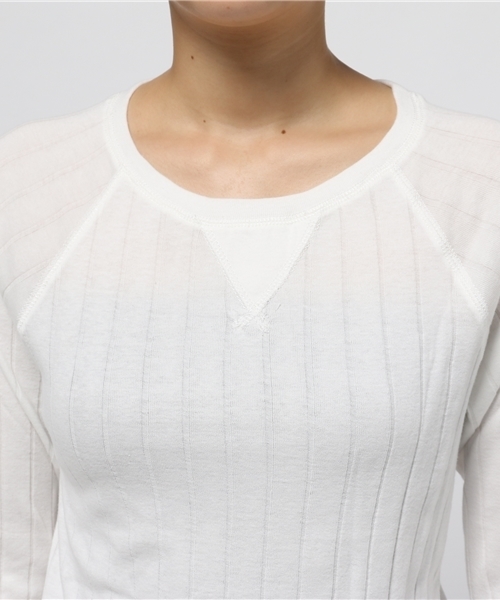 CIAOPANIC（チャオパニック）の「【Ciaopanic】　針抜きテレコロングTee（Tシャツ/カットソー・レディース・ホワイト/ブラック・FREE）」の6枚目の写真