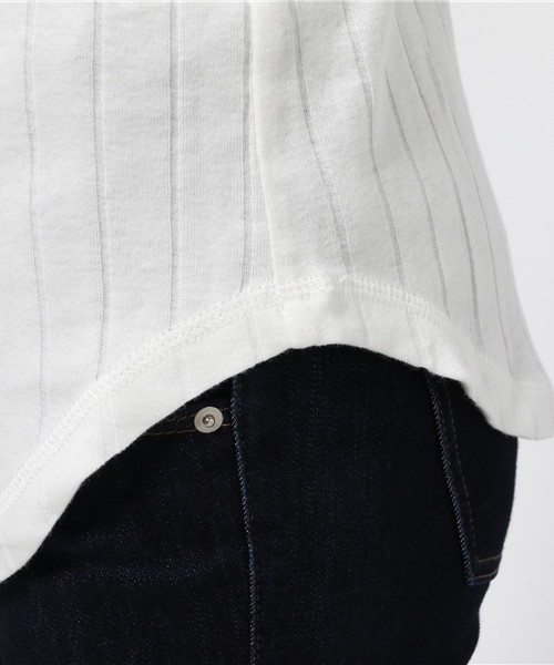 CIAOPANIC（チャオパニック）の「【Ciaopanic】　針抜きテレコロングTee（Tシャツ/カットソー・レディース・ホワイト/ブラック・FREE）」の8枚目の写真