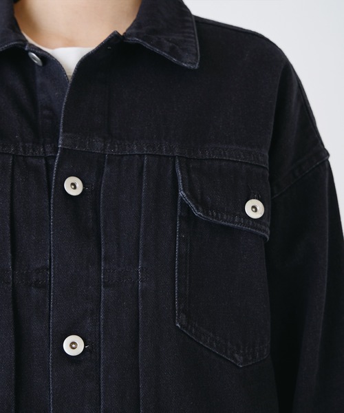 LAVEANGE（ラビアンジェ）の「オーバーサイズデニムジャケット（デニムジャケット・レディース・ブラック・M/LL/3L/4L/5L）」の13枚目の写真