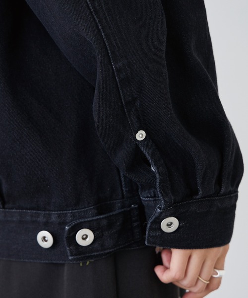 LAVEANGE（ラビアンジェ）の「オーバーサイズデニムジャケット（デニムジャケット・レディース・ブラック・M/LL/3L/4L/5L）」の14枚目の写真