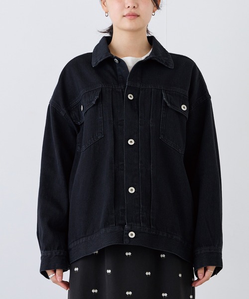 LAVEANGE（ラビアンジェ）の「オーバーサイズデニムジャケット（デニムジャケット・レディース・ブラック・M/LL/3L/4L/5L）」の16枚目の写真