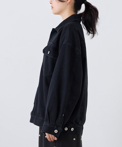 LAVEANGE（ラビアンジェ）の「オーバーサイズデニムジャケット（デニムジャケット・レディース・ブラック・M/LL/3L/4L/5L）」の17枚目の写真