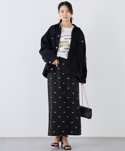 LAVEANGE（ラビアンジェ）の「オーバーサイズデニムジャケット（デニムジャケット・レディース・ブラック・M/LL/3L/4L/5L）」の8枚目の写真