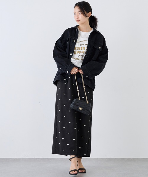 LAVEANGE（ラビアンジェ）の「オーバーサイズデニムジャケット（デニムジャケット・レディース・ブラック・M/LL/3L/4L/5L）」の9枚目の写真