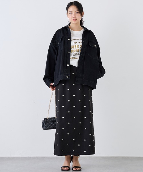 LAVEANGE（ラビアンジェ）の「オーバーサイズデニムジャケット（デニムジャケット・レディース・ブラック・M/LL/3L/4L/5L）」の10枚目の写真