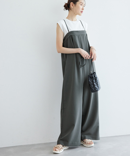 ROPE' PICNIC（ロペピクニック）の「【emur/エミュール】ビスチェサロペット（つなぎ/オールインワン・レディース・ライトグレー/チャコールグレー・38）」の4枚目の写真