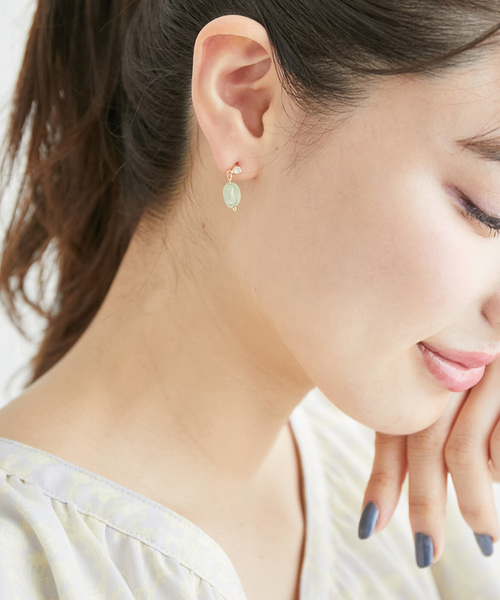 ROPE' PICNIC（ロペピクニック）の「クリアカラーストーンピアス（ピアス（両耳用）・レディース・ライトグリーン/オレンジ系その他/ホワイト・FREE）」の2枚目の写真