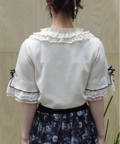 axes femme トップス　肩リボン　レース　フリル　ホワイト 肩リボンレースフリルインナー【期間限定価格】 | outlet | axes