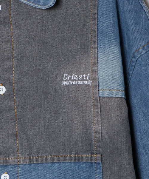 ROOPTOKYO（ループトウキョウ）の「半袖デニムパッチワークシャツ（シャツ/ブラウス・メンズ・インディゴブルー・M/L/XL）」の4枚目の写真