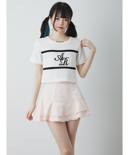 Ank Rouge(アンクルージュ)の「リボンジャガードフレアスカパン(その他パンツ・レディース・ブラック/ホワイト/ピンク・M)」の4枚目の写真