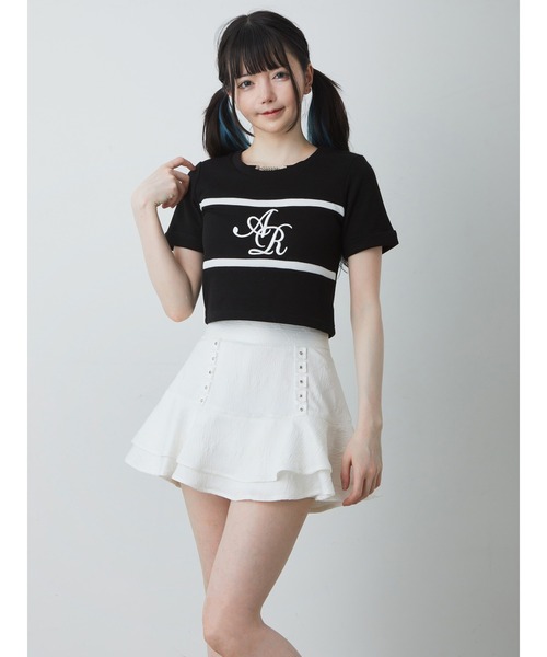 Ank Rouge(アンクルージュ)の「リボンジャガードフレアスカパン(その他パンツ・レディース・ブラック/ホワイト/ピンク・M)」の6枚目の写真
