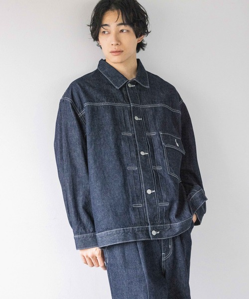 LOWRYS FARM（ローリーズファーム）の「デニムタックＧジャン 131421（デニムジャケット・メンズ・インディゴブルー/ブラック・MEDIUM/LARGE）」の2枚目の写真